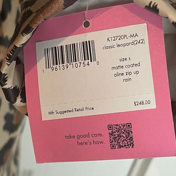Kate Spade New York Leopard Matte Aline Raincoat Long Sleeve Brown Women's SZ S - Picture 10 of 12